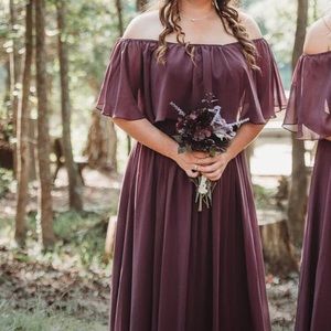 Revelry Off the Shoulder Plum Bridesmaid Dress